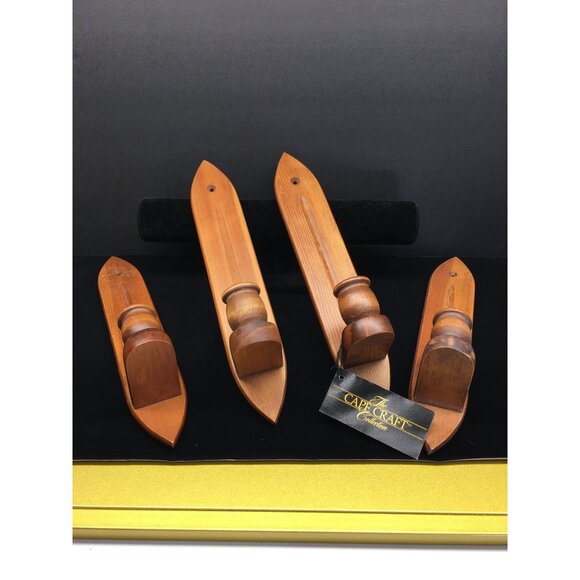 Vtg The Cape Craft Collection Wood Wall Sconces Candle Holders NEW - Set of 4 - Picture 15 of 16